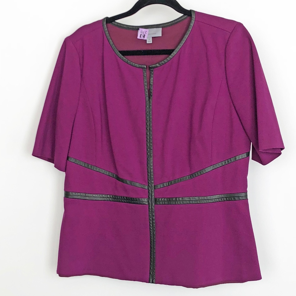 Classiques Entier Leather Trim Blouse Plum XL